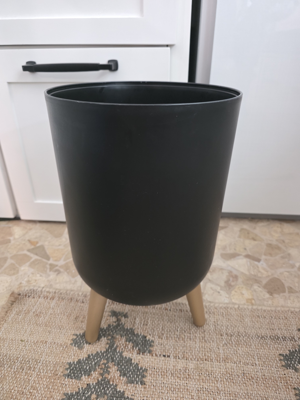 Black Decorative Trash Bin/Planter with Gold Legs - Home Accents
